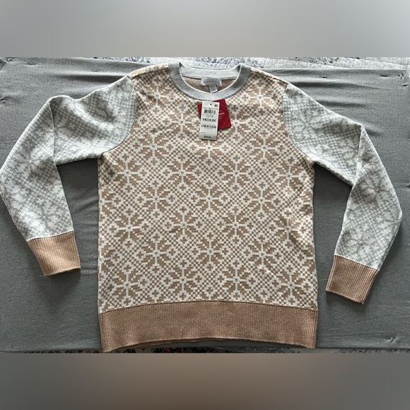 NWT Charter Club Gold and Silver Snowflake Sweater women’s medium - Picture 1 of 11
